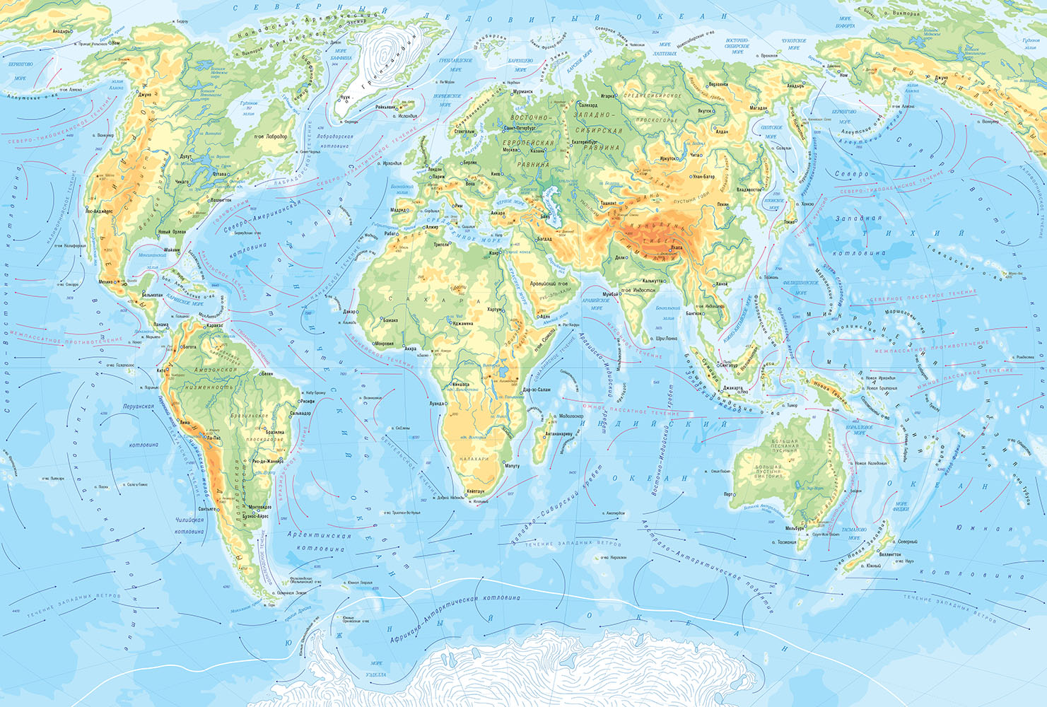 L-082 Физическая карта мира 400*270см