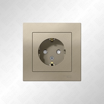 Розетка AtlasDesign 1-ая с заземл. с/у шампань