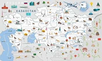 КАРТА КАЗАХСТАНА ДЛЯ ДЕТЕЙ